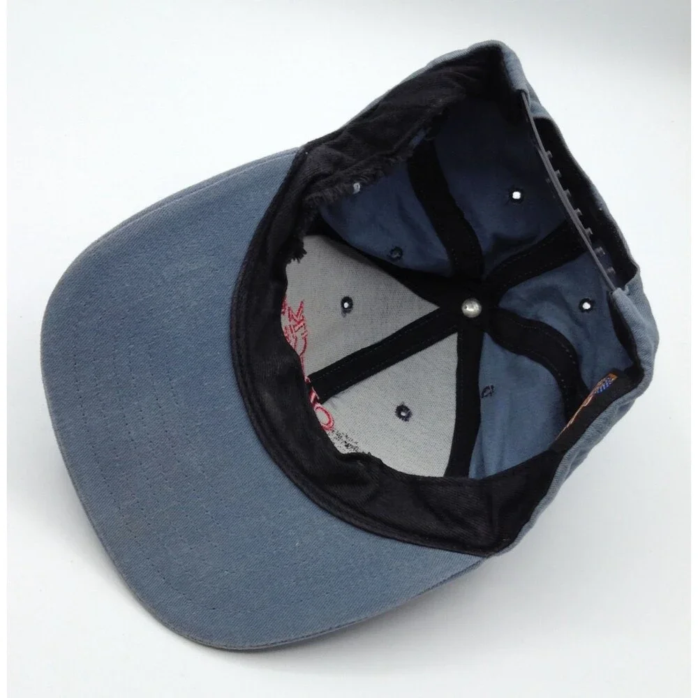 Vtg Easy Riders Quick Throttle Hat Cap Light Blue Moto Biker Rebel Snapback USA